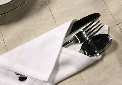 Knife fork and spoon on the table