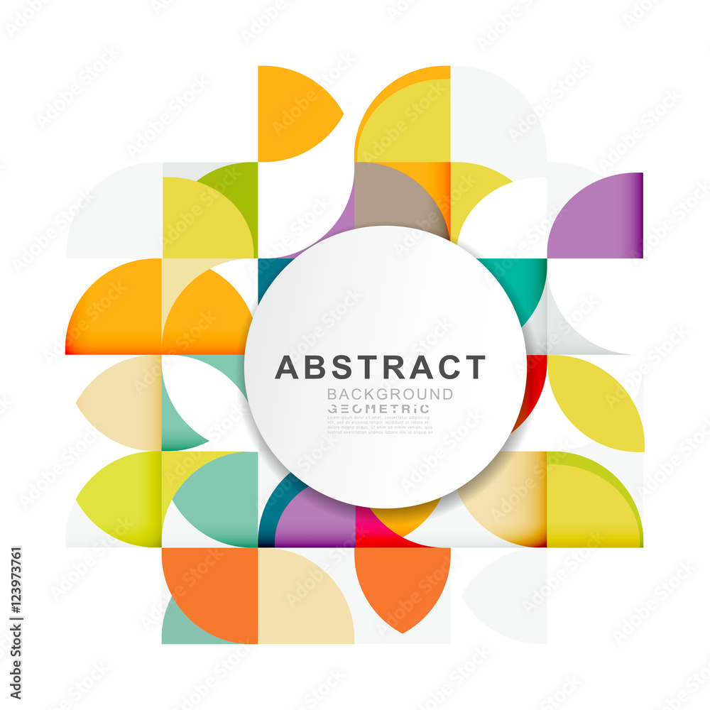 Sticker abstract geometric pattern template with a variety of geometric on white circle space for corporate 