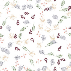 Floral seamless pattern with flowers and leaves.