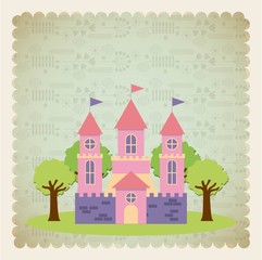 Fototapeta premium cute pink fantasy castle vector illustration design