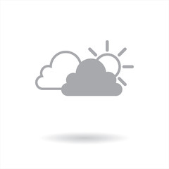 two cloud icon, vector illustration with sun flat design