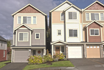 Family homes in a row Oregon.