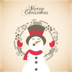 merry christmas snowman decoration card vector illustration design