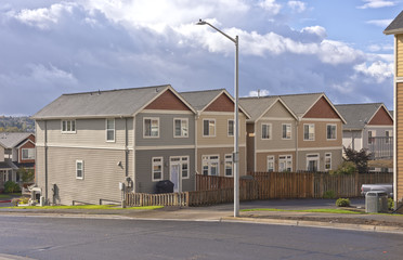 Family homes in a row Oregon.