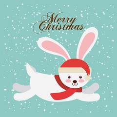 cute animal christmas celebration card vector illustration design