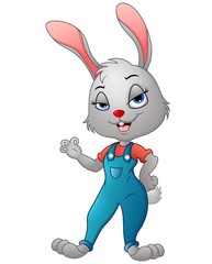 Fototapeta na wymiar Cartoon bunny presenting