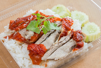 Rice with roast duck, Thai food