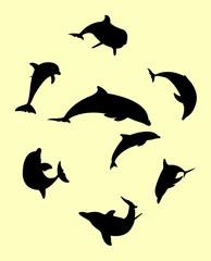 Dolphin fish animal silhouette, good use for symbol, logo, web icon, mascot, sign, sticker design, or any design you want 