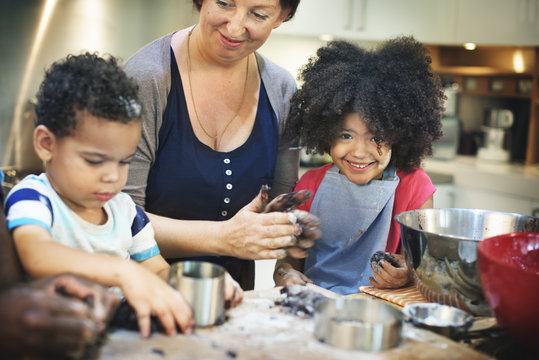 Kids Cooking Baking Cookies Kitchen Concept