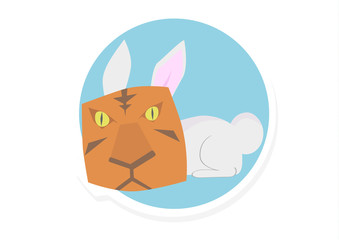 Rabbit Wearing a Tiger Mask Vector