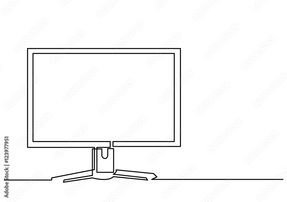 Wall mural continuous line drawing of computer monitor