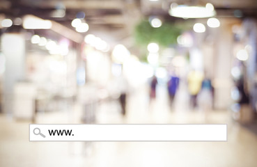 Blur store and bokeh light with address bar, online shopping