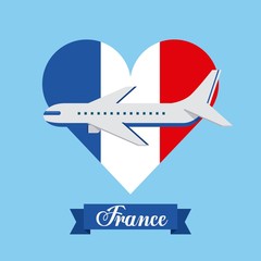 love france heart travel vector illustration design