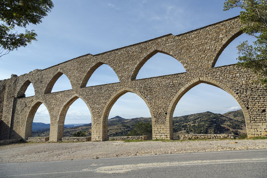 Morella aqueduct in Castellon Maestrazgo at Spain