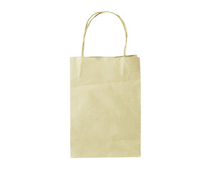 Craft paper bag isolated on white background with clipping path