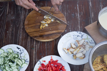 food preparing cutting on table