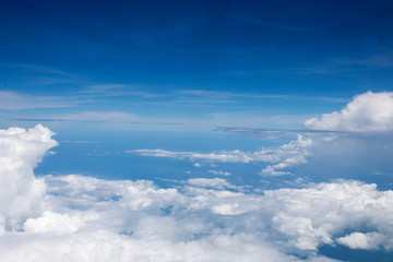 blue  sky  viewed from an airplane window