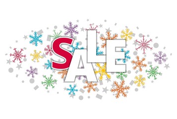 christmas offer sale banner with color snowflakes