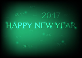 Happy New Year 2017 text Glow from the dark