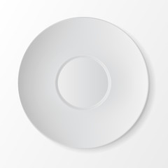 White Round Sauser Top View Isolated on Background. Table Setting