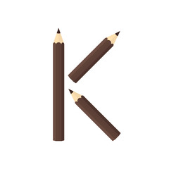 Color wooden pencils concept by Rearrange the letters K