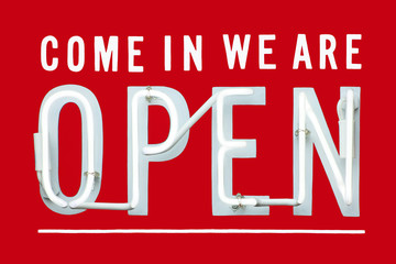 "We're open" sign