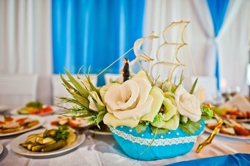 decorative craft table at the wedding