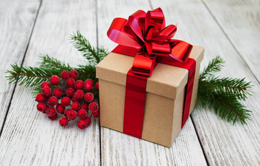 christmas gift box and decorations