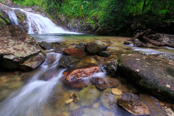 wonderful waterfall during rainy season in deep forest, Umphang in Tak province ,Thailand.