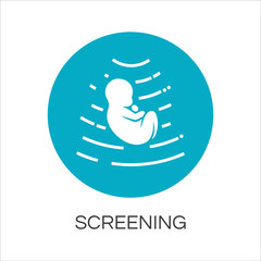 Screening baby in womb. Icon drawn in flat style