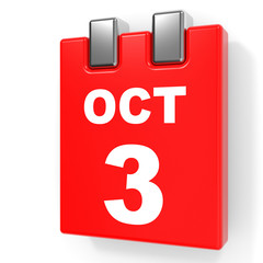 October 3. Calendar on white background.