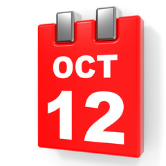 Fototapeta premium October 12. Calendar on white background.