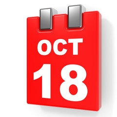 October 18. Calendar on white background.