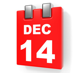 December 14. Calendar on white background.