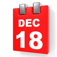 December 18. Calendar on white background.