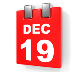 December 19. Calendar on white background.