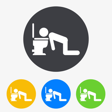 Icono plano hombre vomitando en circulo varios colores