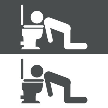 Icono plano hombre vomitando gris