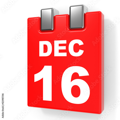 &quot;December 16. Calendar on white background.&quot; Stock photo and royalty