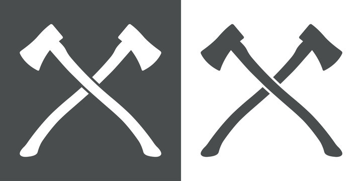 Icono plano silueta hachas de leñador gris