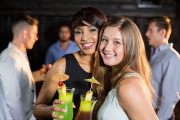 Female friends holding glasses of cocktail in bar