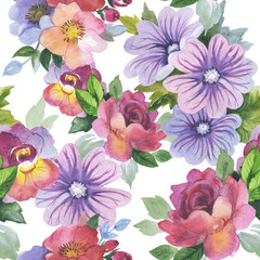 Wildflower rose flower pattern in a watercolor style isolated. Full name of the plant: rose, hulthemia, rosa. Aquarelle wild flower for background, texture, wrapper pattern, frame or border.