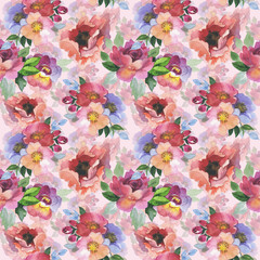 Wildflower rose flower pattern in a watercolor style isolated. Full name of the plant: rose, hulthemia, rosa. Aquarelle wild flower for background, texture, wrapper pattern, frame or border.