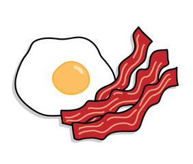 Bacon and Fried Egg Breakfast. A hand drawn vector illustration of a breakfast fried egg and bacon.