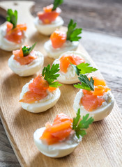 Salmon cream cheese deviled eggs