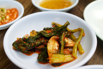 Korean simmer kimchi salad on white plate