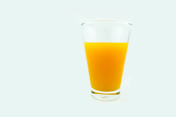 Orange juice. White background.