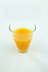 Orange juice. White background.