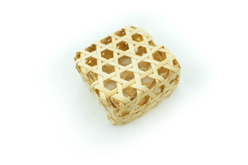 Handmade wicker box. White background.