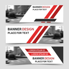 Set of red horizontal business banner templates. Modern design